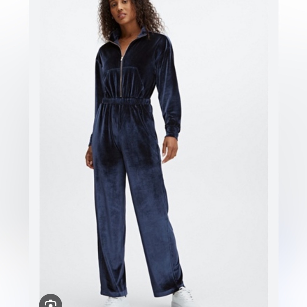 Velour Zip-Up Wide Leg Onesie